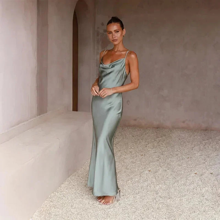 Women's Satin Wedding Guest Maxi Dress