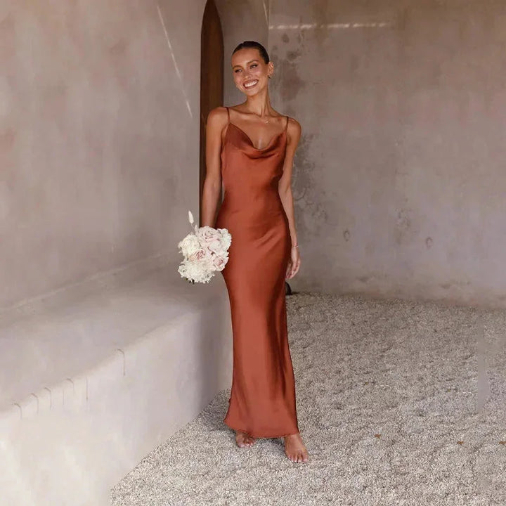 Women's Satin Wedding Guest Maxi Dress
