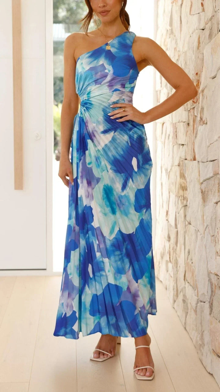 Women's One-Shoulder Cutout Waist Maxi Dress