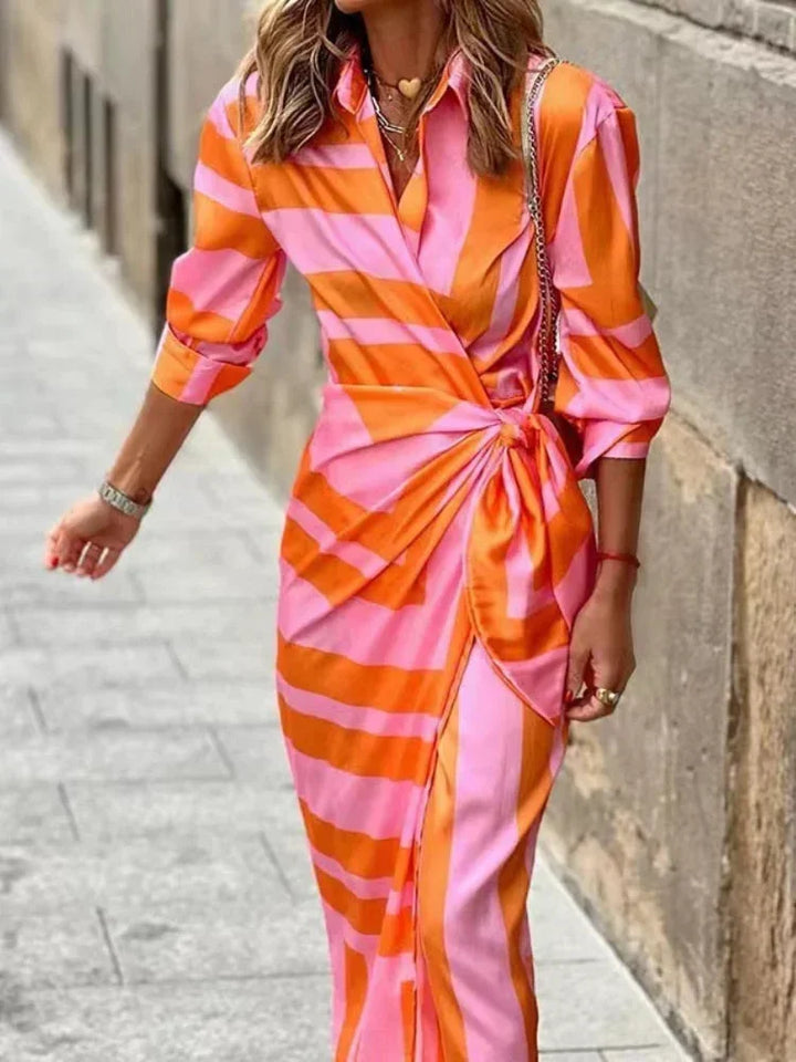 Women's Geometric Print Wrap Shirt Dress