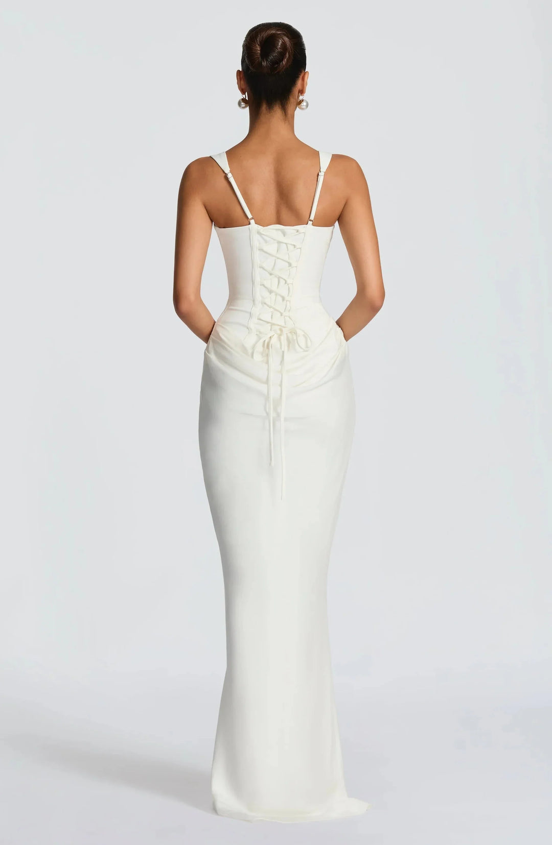 Women's Satin Draped Column Maxi Dress