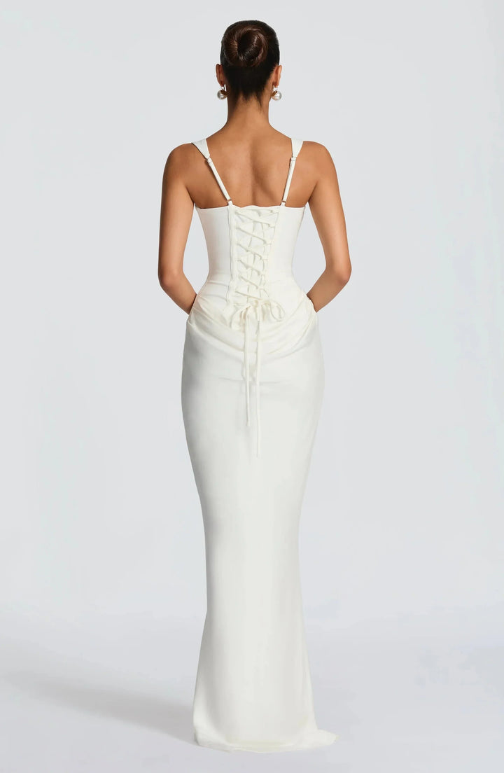 Women's Satin Draped Column Maxi Dress