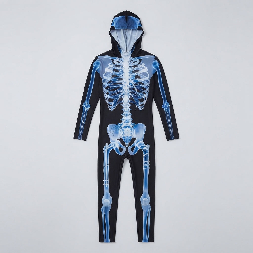 Men's Skeleton Halloween Costume Jumpsuit with Long Sleeves