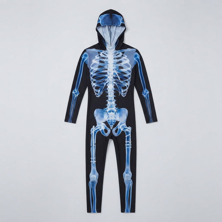 Men's Skeleton Halloween Costume Jumpsuit with Long Sleeves