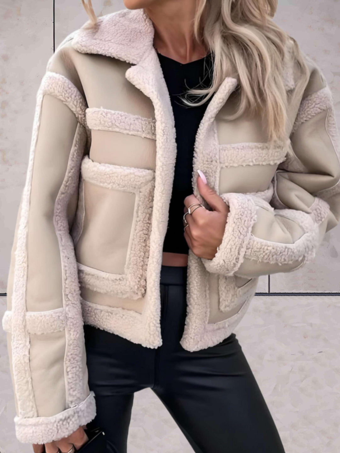 Women's Aviator Jacket with Faux Shearling Trim
