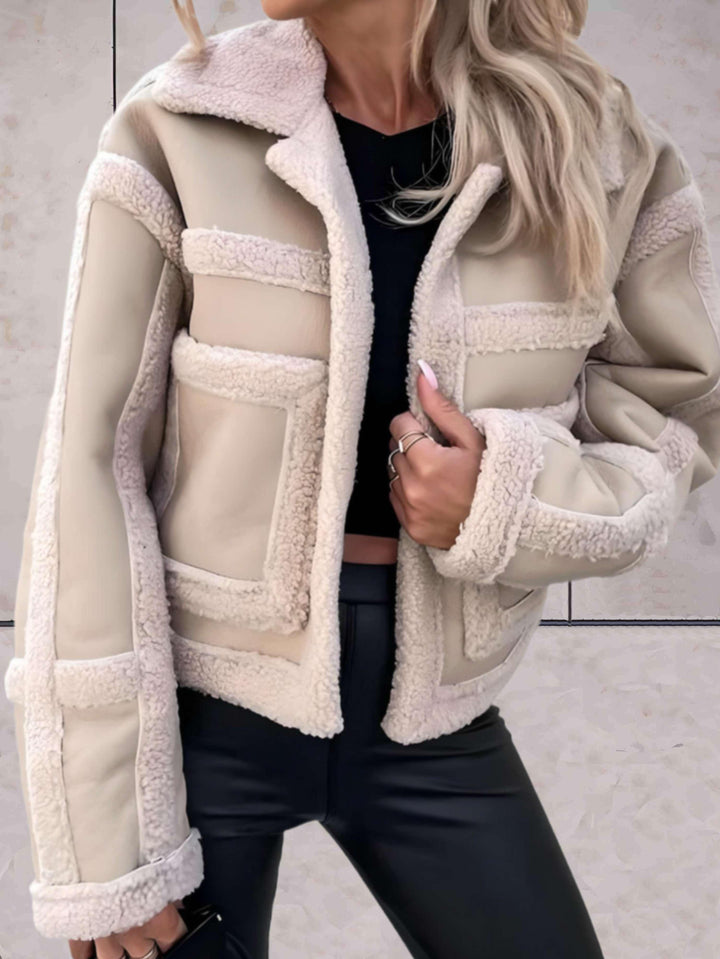 Women's Aviator Jacket with Faux Shearling Trim