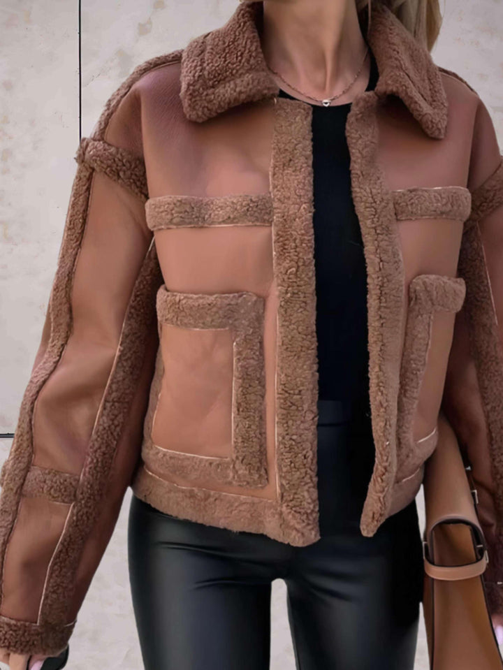 Women's Aviator Jacket with Faux Shearling Trim