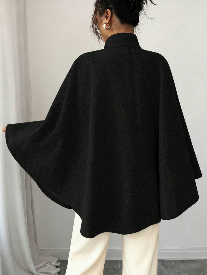 Belted Cape Sleeve Wool Coat for Women