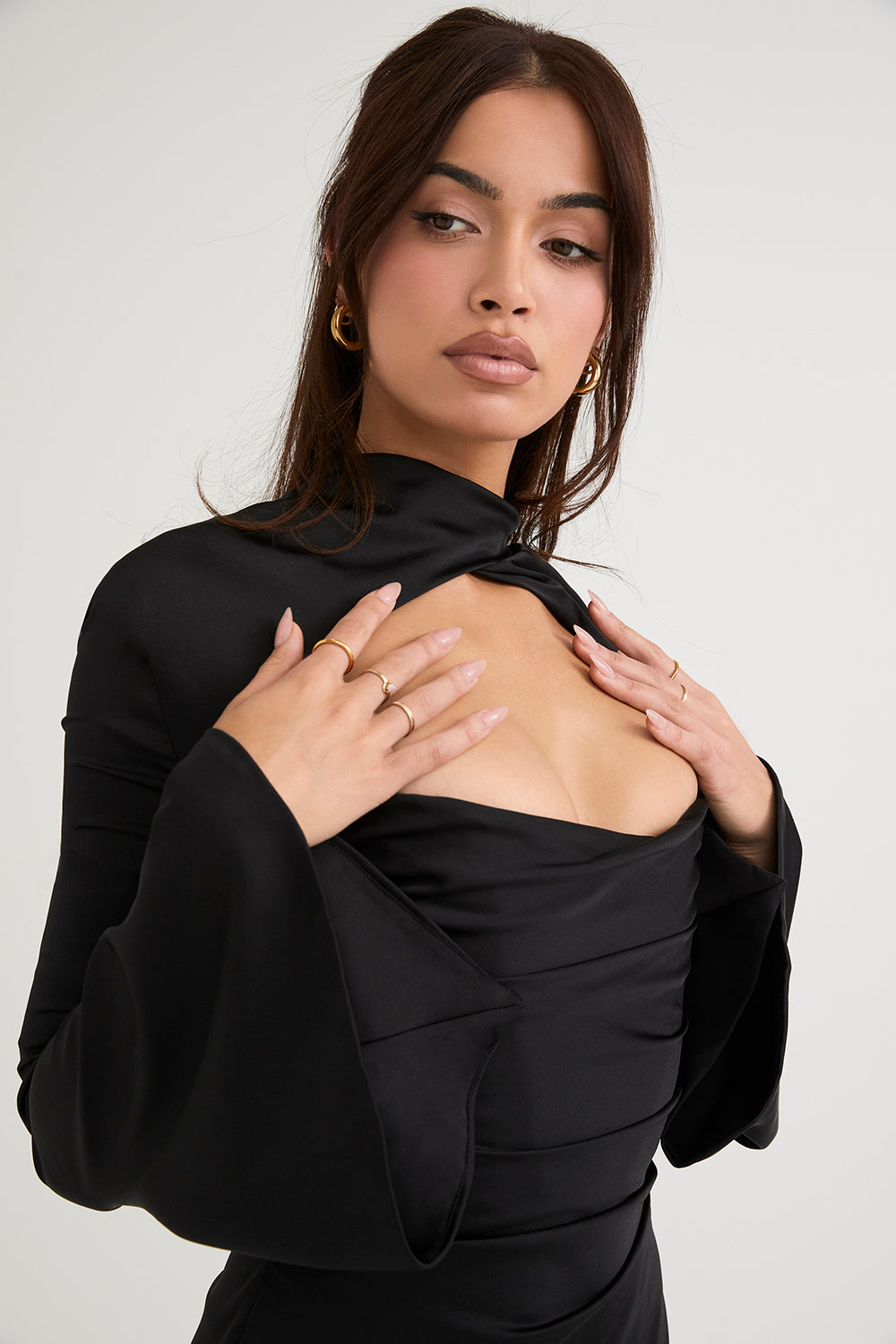 Celeste | Formal Cut Out Long Sleeve Mini Dress