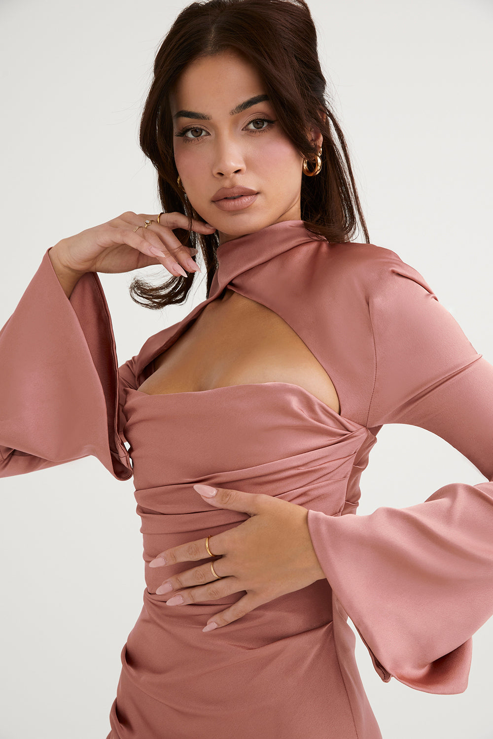 Celeste | Formal Cut Out Long Sleeve Mini Dress