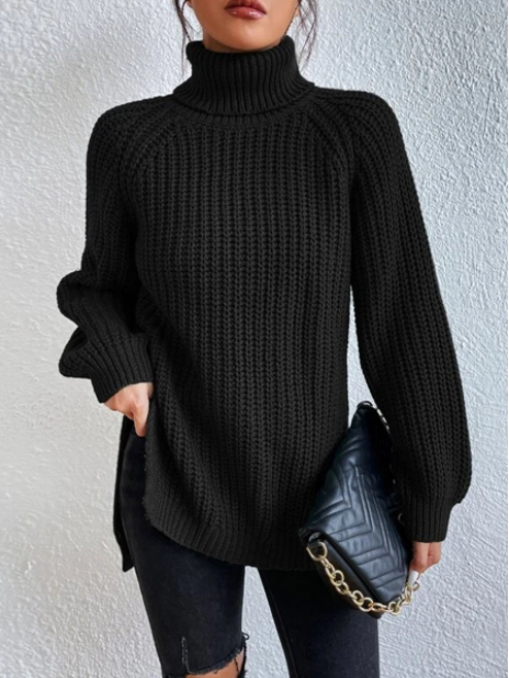 Women's Chunky Knit Roll Neck Jumper in Relaxed Fit