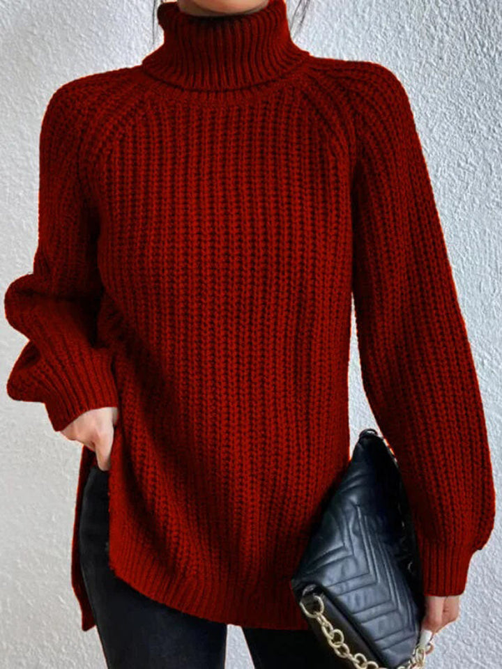 Women's Chunky Knit Roll Neck Jumper in Relaxed Fit