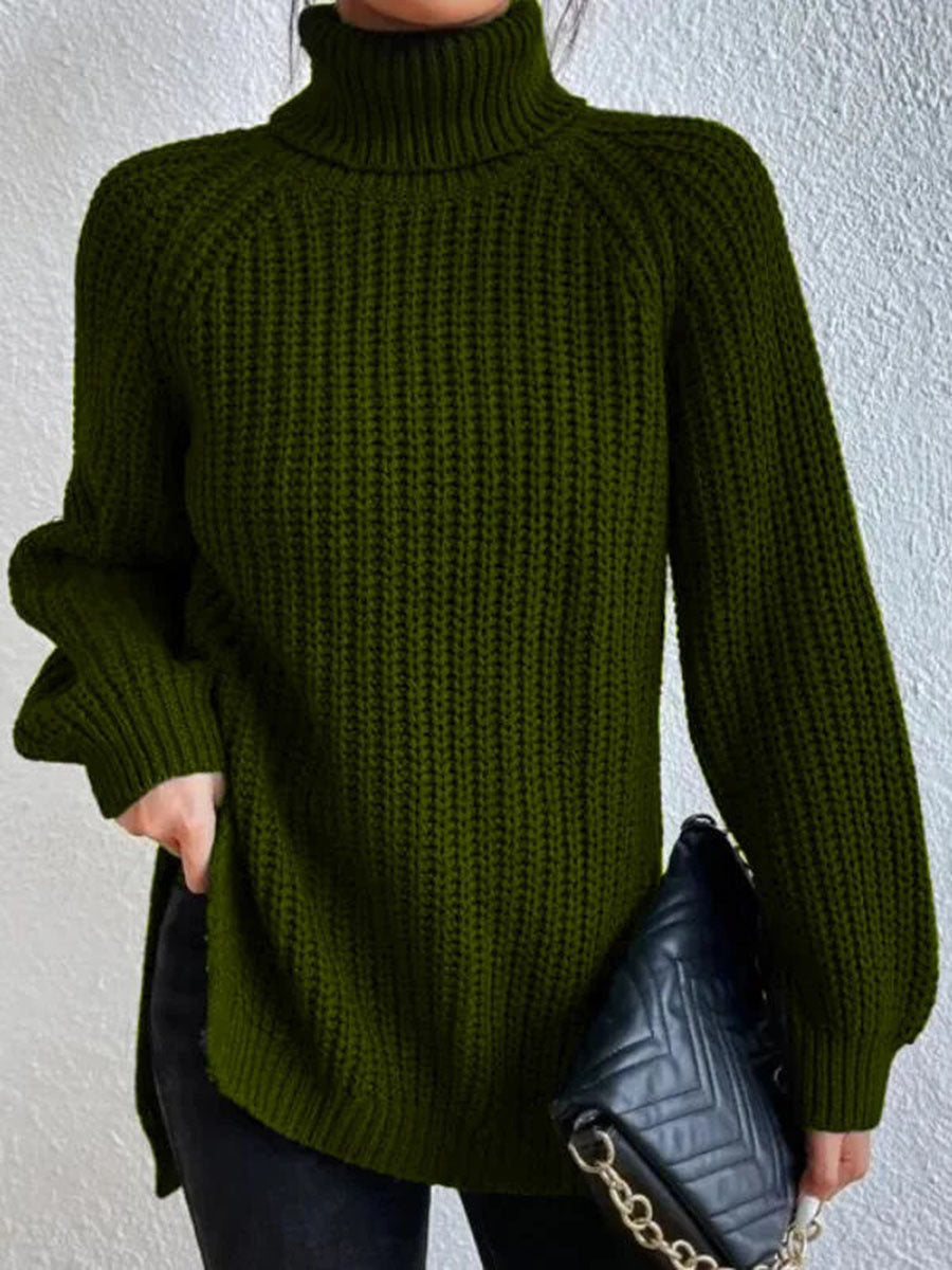 Women's Chunky Knit Roll Neck Jumper in Relaxed Fit