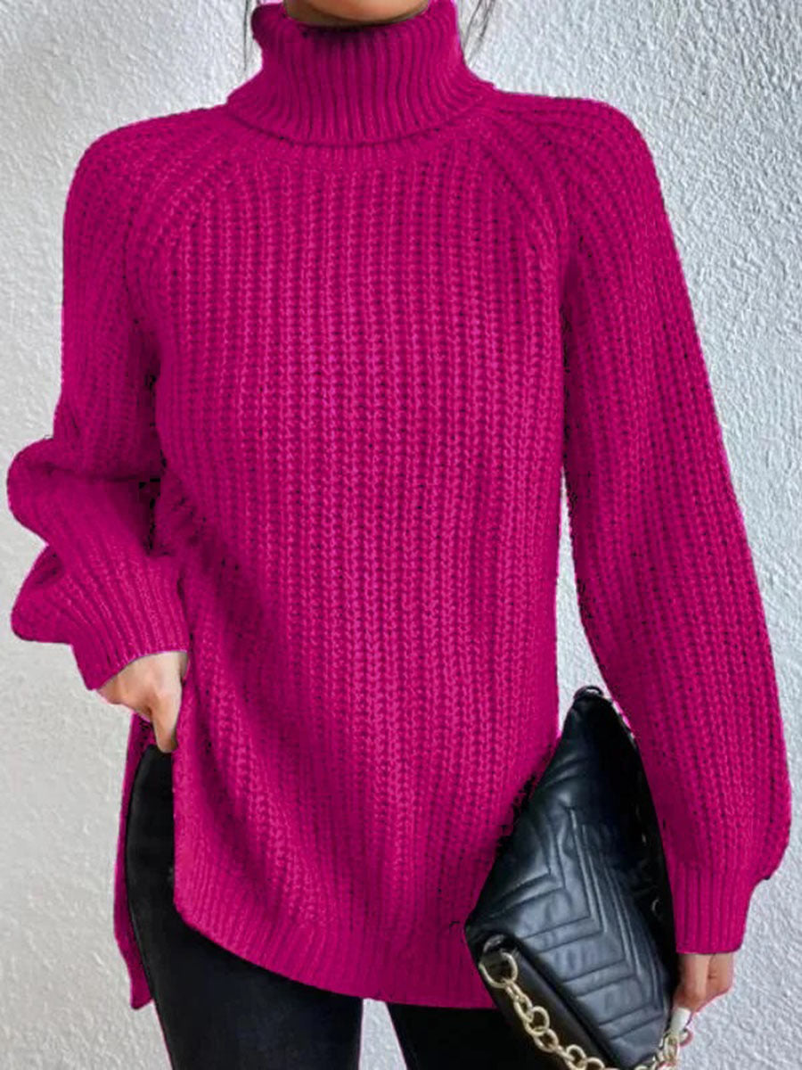 Women's Chunky Knit Roll Neck Jumper in Relaxed Fit