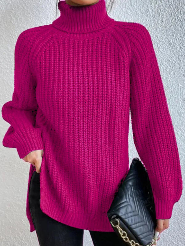Women's Chunky Knit Roll Neck Jumper in Relaxed Fit