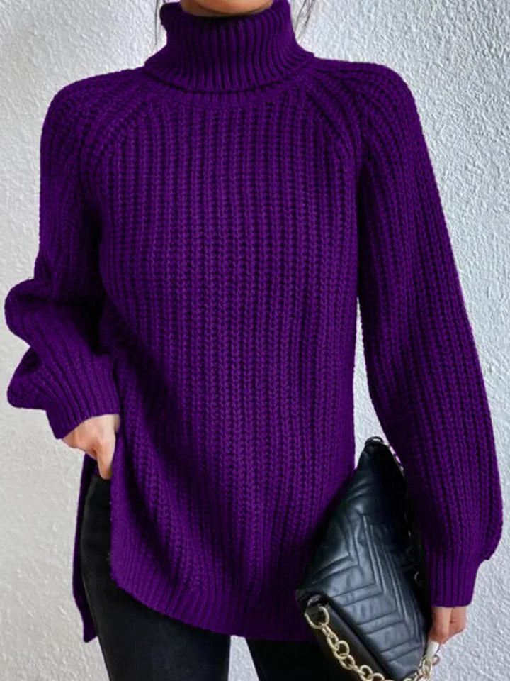 Women's Chunky Knit Roll Neck Jumper in Relaxed Fit