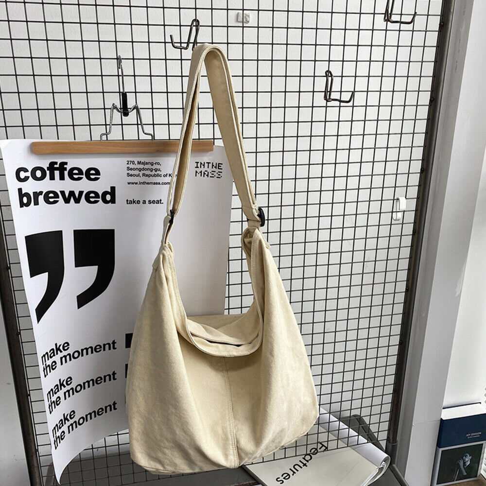 Women's Canvas Slouch Shoulder Bag with Adjustable Strap