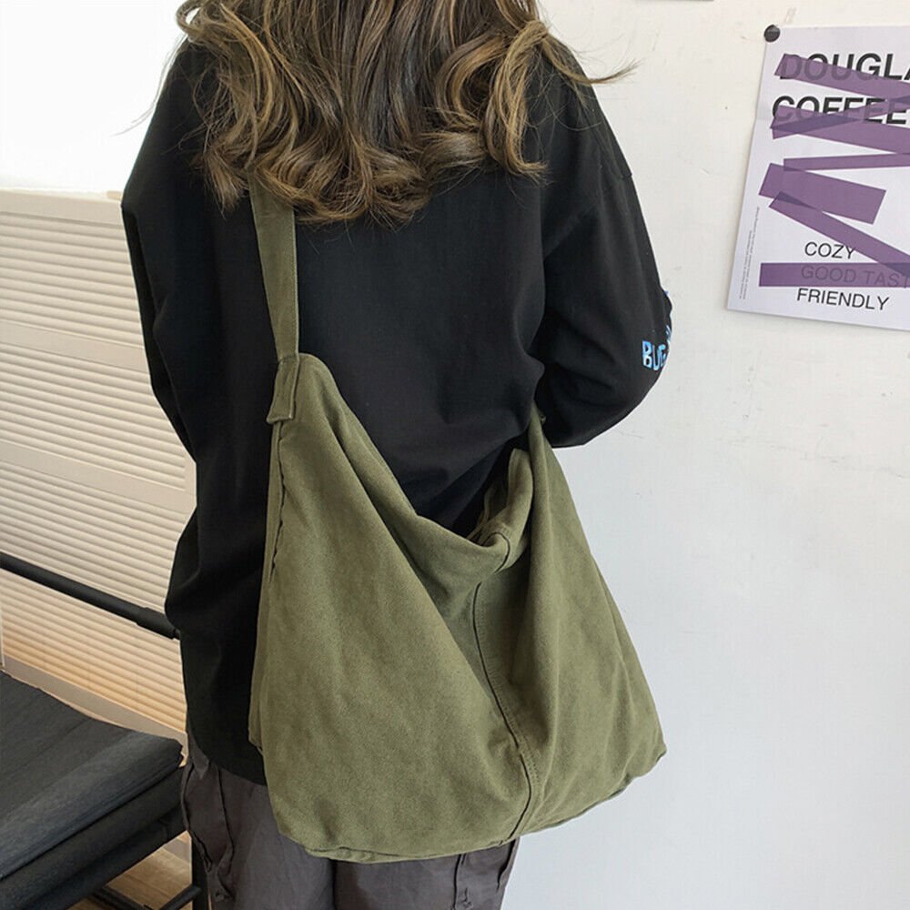 Women's Canvas Slouch Shoulder Bag with Adjustable Strap