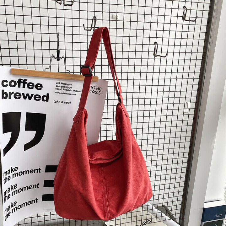 Women's Canvas Slouch Shoulder Bag with Adjustable Strap