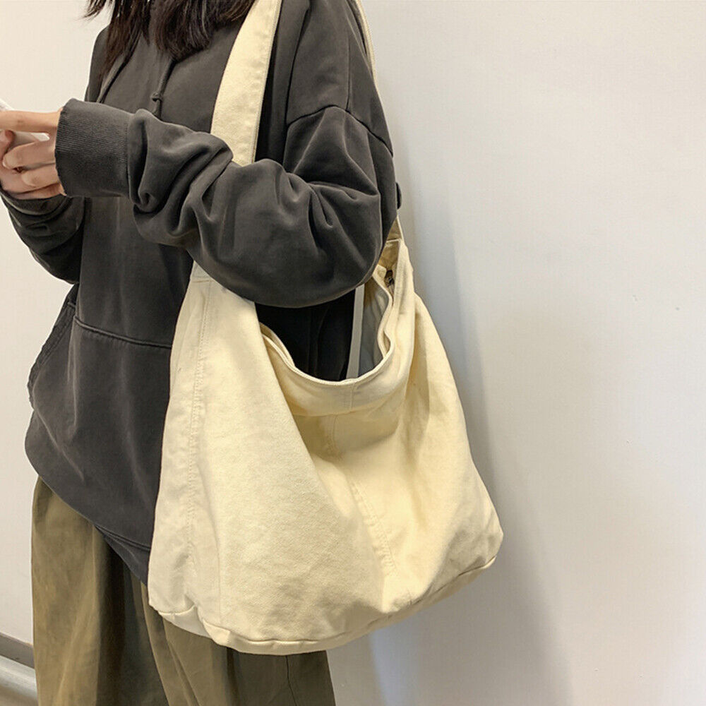 Women's Canvas Slouch Shoulder Bag with Adjustable Strap