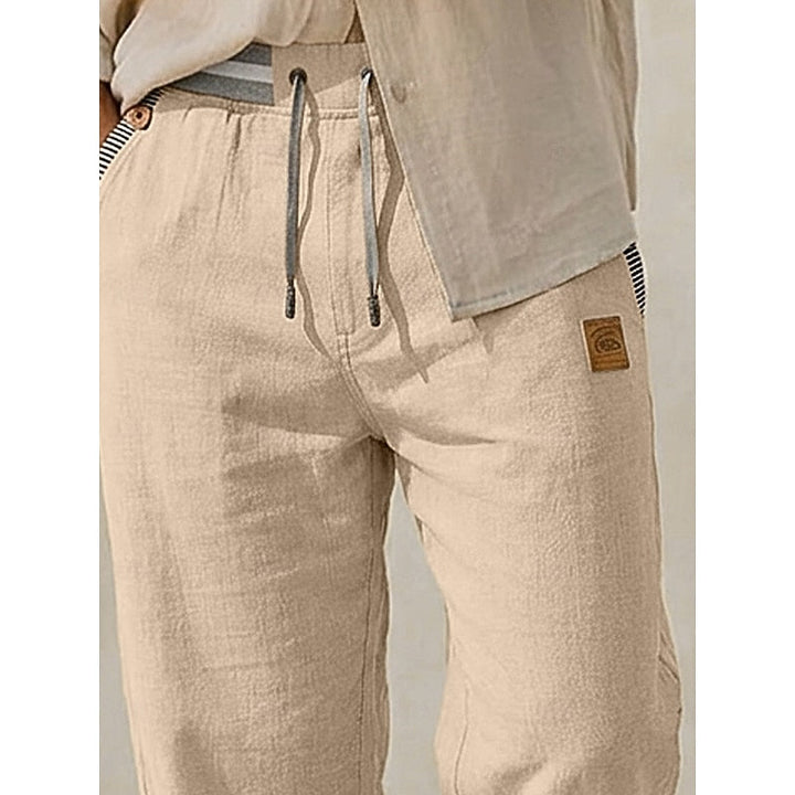 Men's Linen Straight-Leg Pants with Drawstring Waist