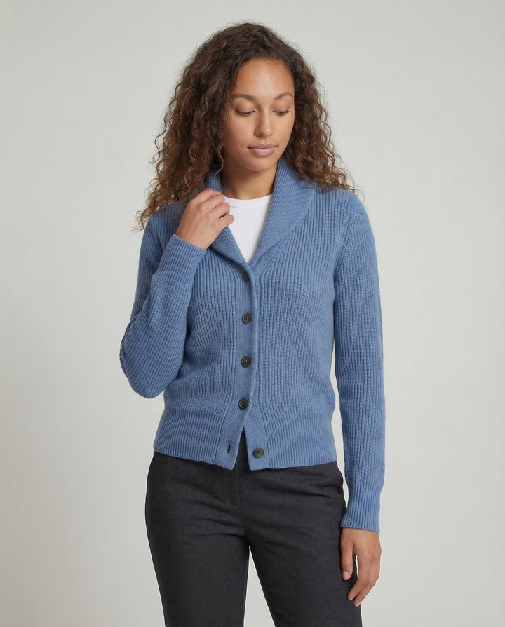 Aurora | Ribbed Shawl Collar Knit Cardigan