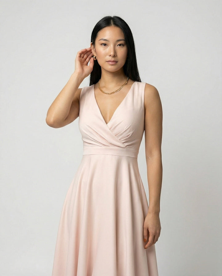Sophie | Elegant V Neck Midi Cocktail Dress