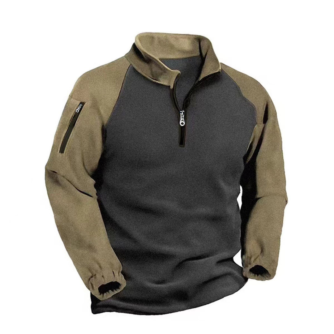 Men's Quarter-Zip Fleece Jumper with Ribbed Cuffs