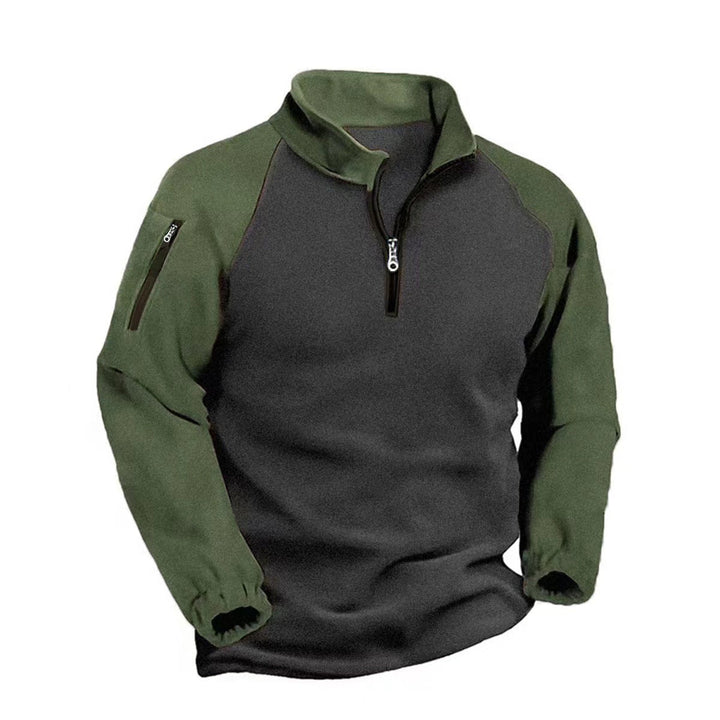 Men's Quarter-Zip Fleece Jumper with Ribbed Cuffs