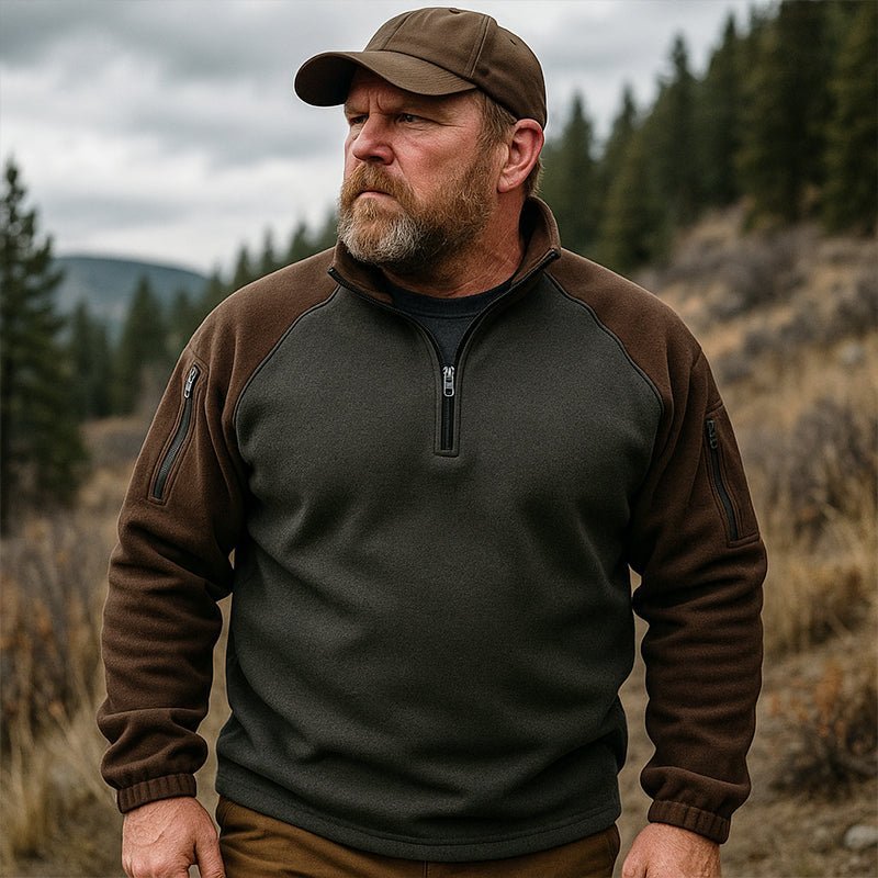Men's Quarter-Zip Fleece Jumper with Ribbed Cuffs