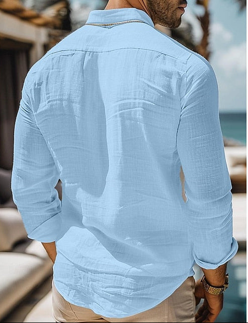 Men's Relaxed Linen Shirt with Camp Collar
