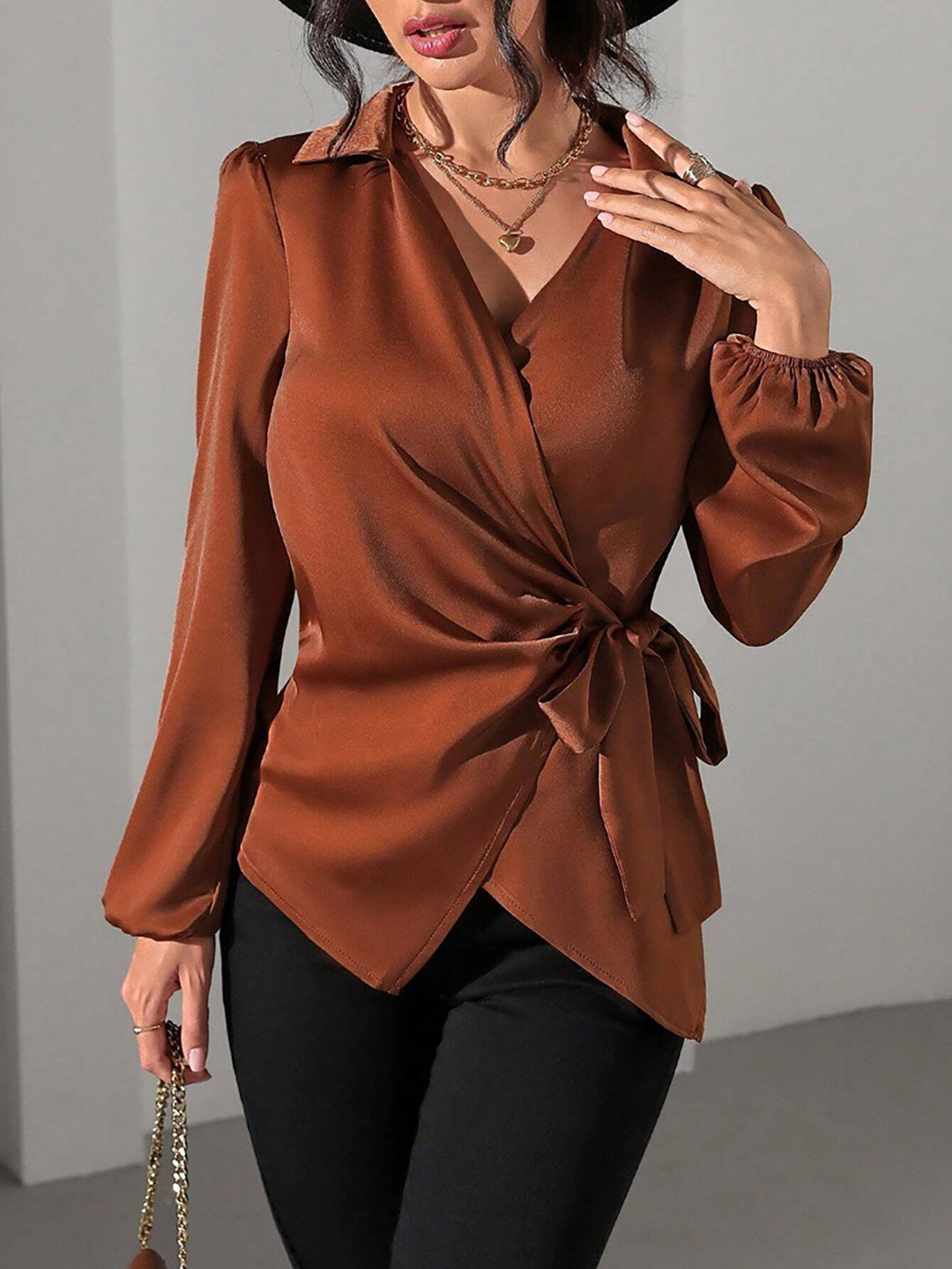 Satin Wrap Blouse for Women