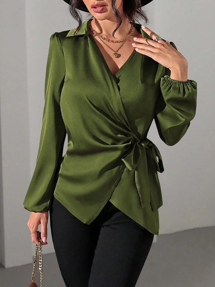 Satin Wrap Blouse for Women