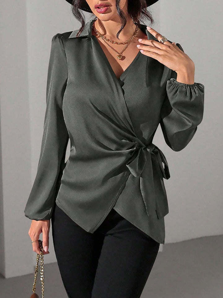 Satin Wrap Blouse for Women