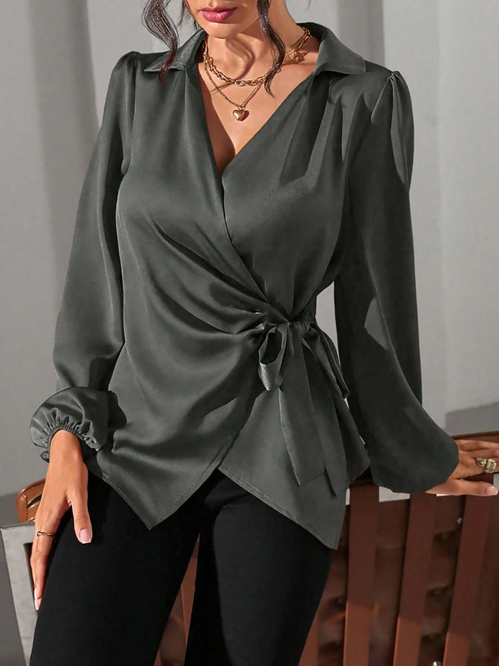 Satin Wrap Blouse for Women