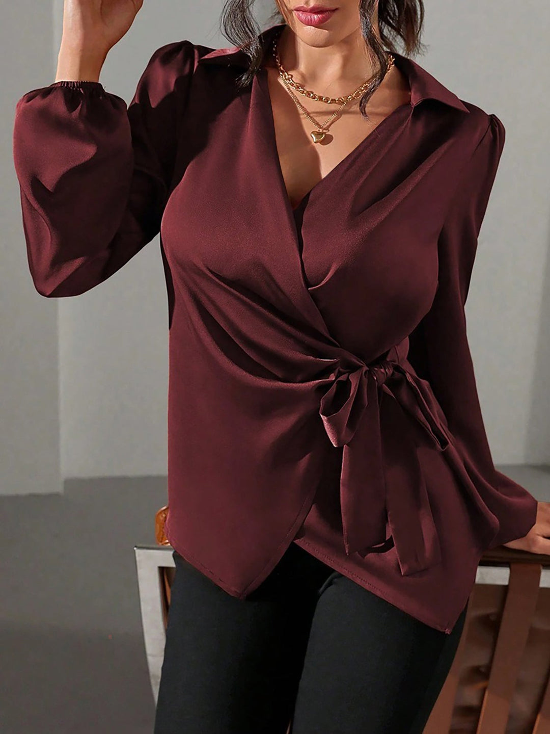Satin Wrap Blouse for Women