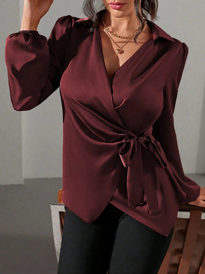 Satin Wrap Blouse for Women