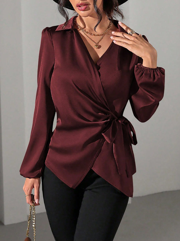 Satin Wrap Blouse for Women