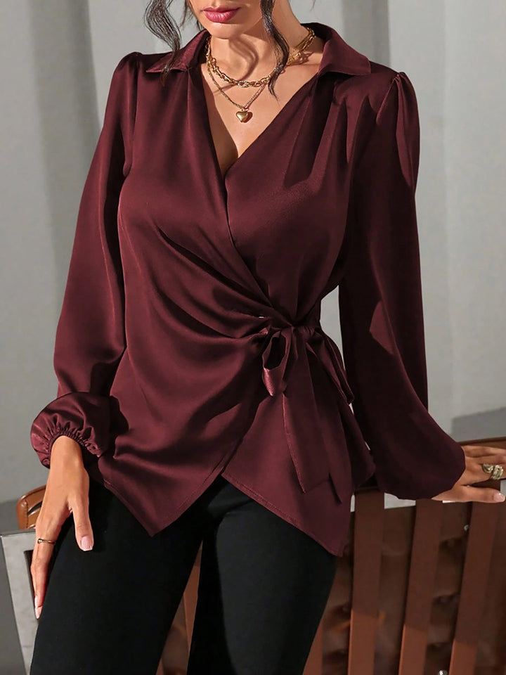 Satin Wrap Blouse for Women