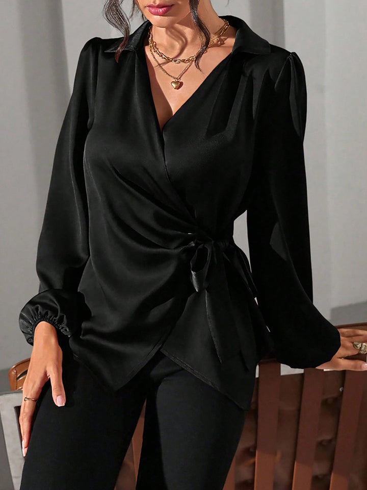 Satin Wrap Blouse for Women