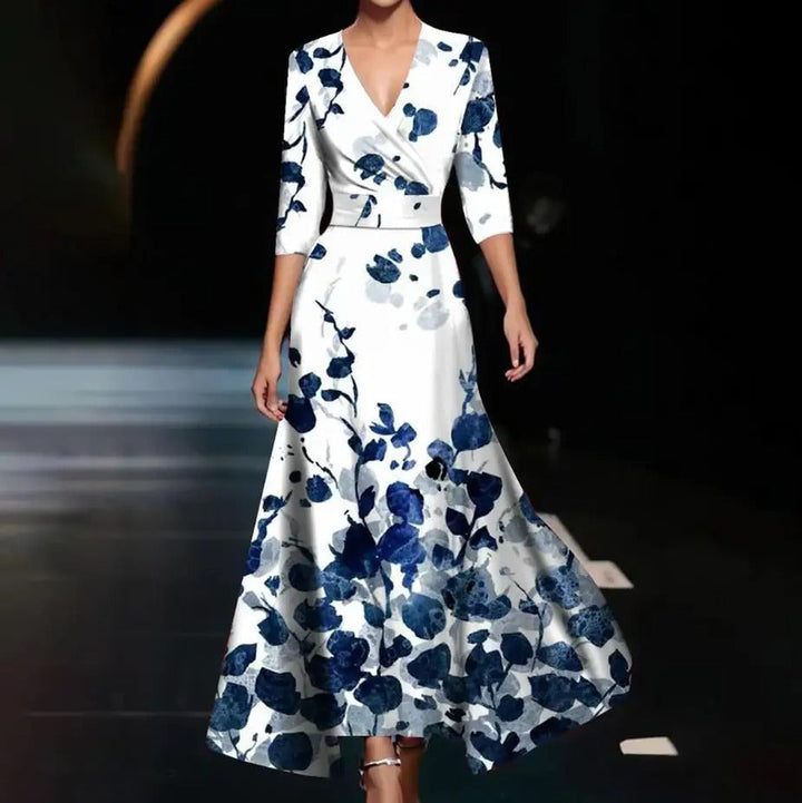 Women's Floral Wrap Maxi Dress with Tie Waist