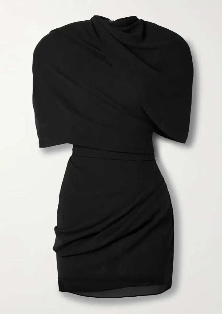 Alessia | Cocktail Draped High Neck Mini Dress