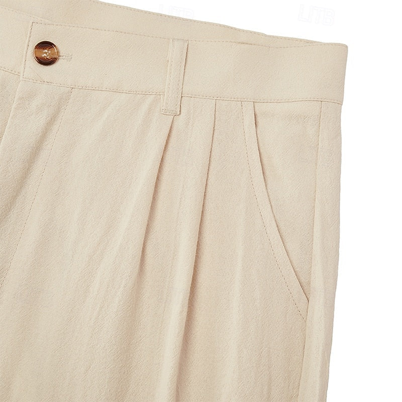 Men's Linen Pleated Pants with Tailored Fit