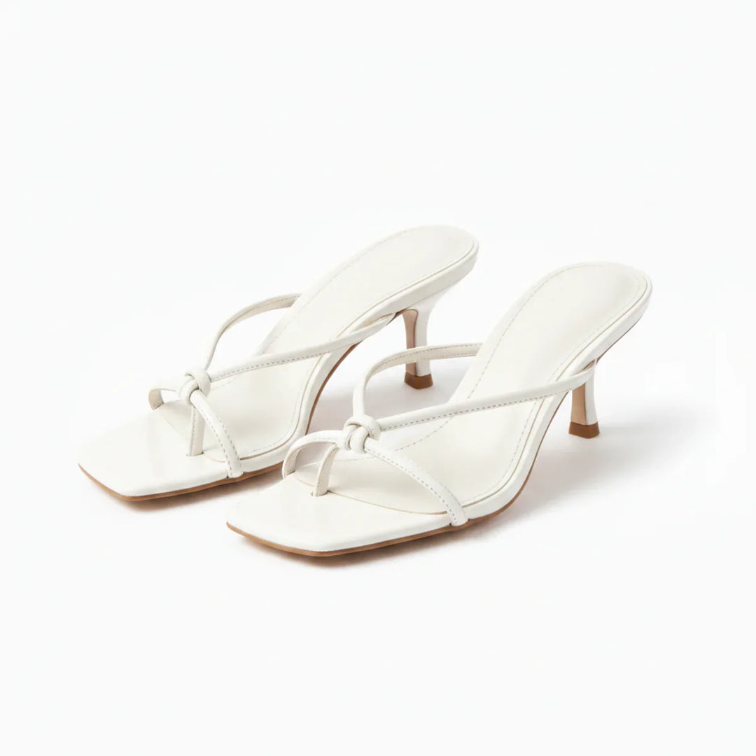Women's Square Toe Knotted Strap Heeled Sandals