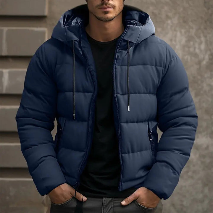 Men's Padded Puffer Jacket with Drawstring Hood