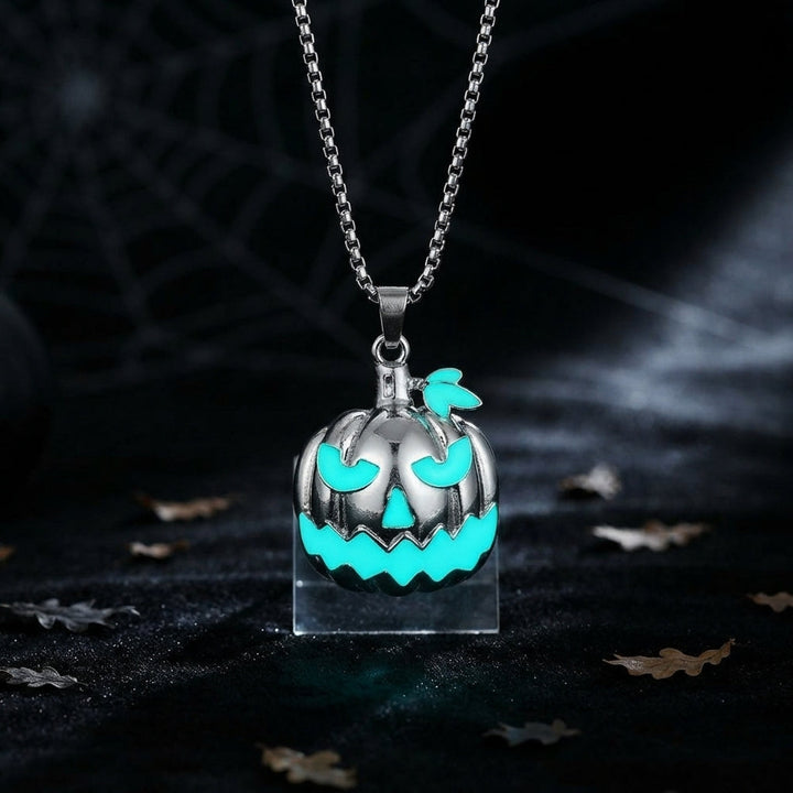 Glow in the Dark Pumpkin Halloween Necklace