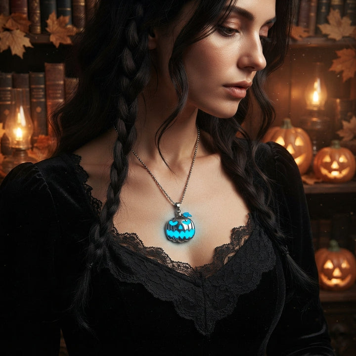 Glow in the Dark Pumpkin Halloween Necklace