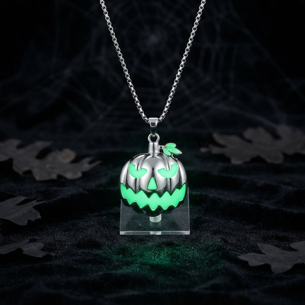 Glow in the Dark Pumpkin Halloween Necklace