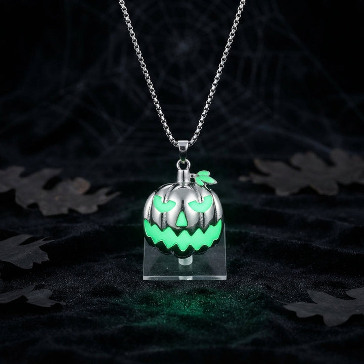 Glow in the Dark Pumpkin Halloween Necklace