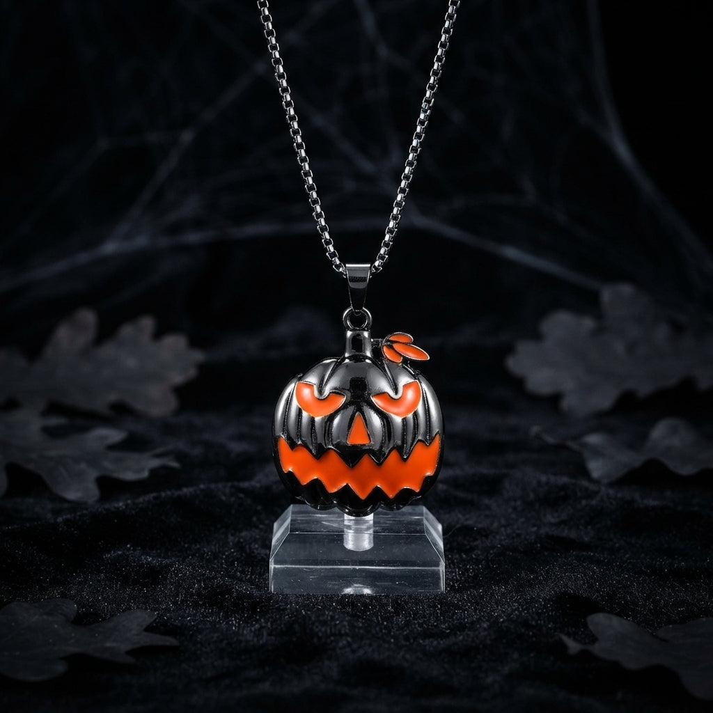 Glow in the Dark Pumpkin Halloween Necklace